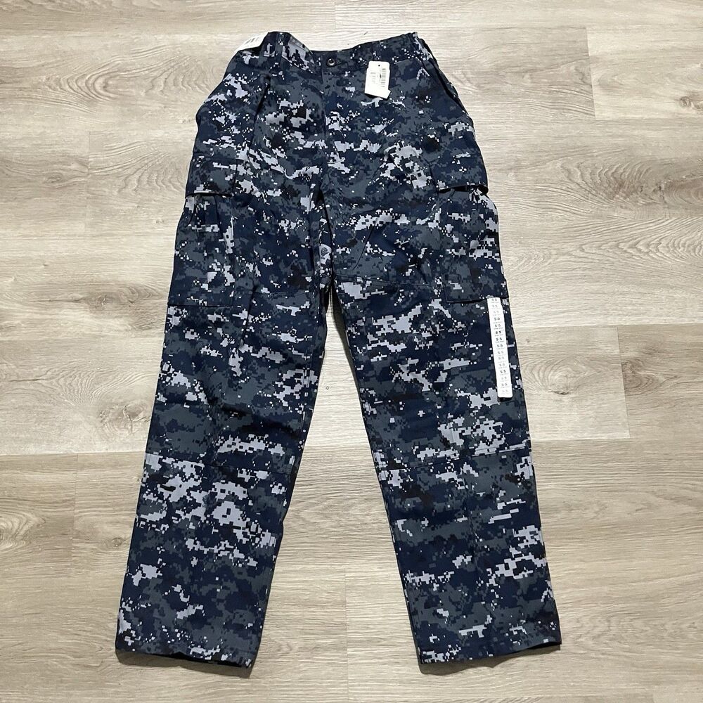 US Navy Cargo Pants Mens Small Short Blue Camouflage Combat